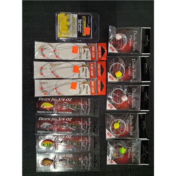 DOUBLE TROUBLE HARNESS RIGS, EAGLE CLAW RIGS, WALLEYE NATION JIG - 13 PC