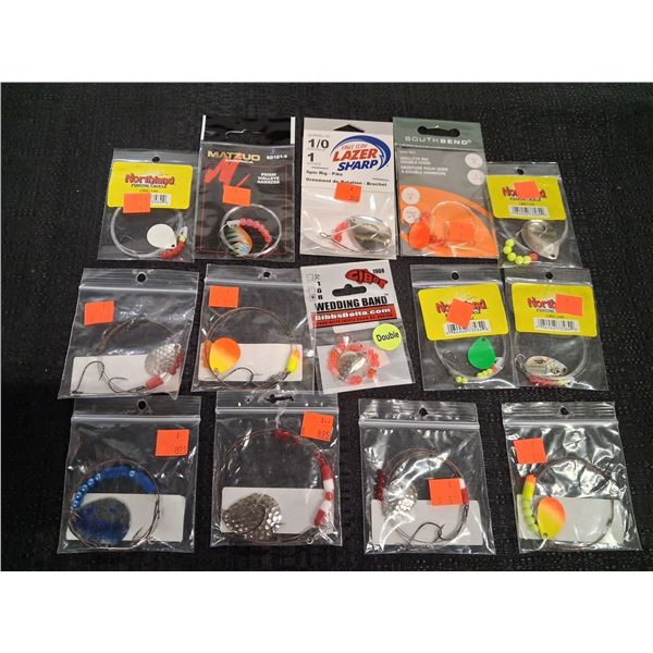 VARIETY LOT OF WALLEYE RIGS - VARIOUS COLORS - 14 PC