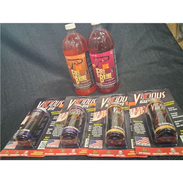 LOT OF BRINE & VICIOUS BAIT DYE - 6PC