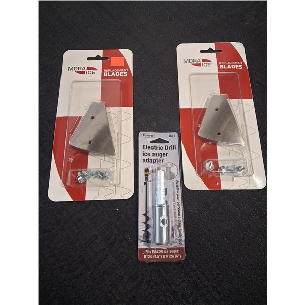 MORA ICE AUGER BLADES 6", ELECTRIC DRILL ADAPTER, - 3 PC