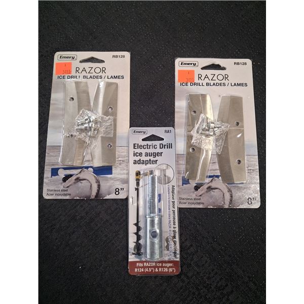 RAZOR ICE AUGER BLADES 8" ELECTRIC DRILL ADAPTER - 3PC