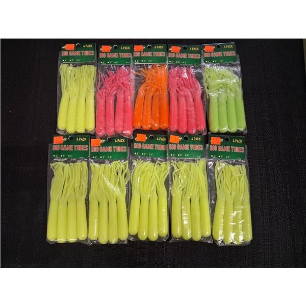WHIZKERS 6" ORANGE, YELLOW, LIMETREUSE AND PINK TUBE JIGS - 10 ITEMS