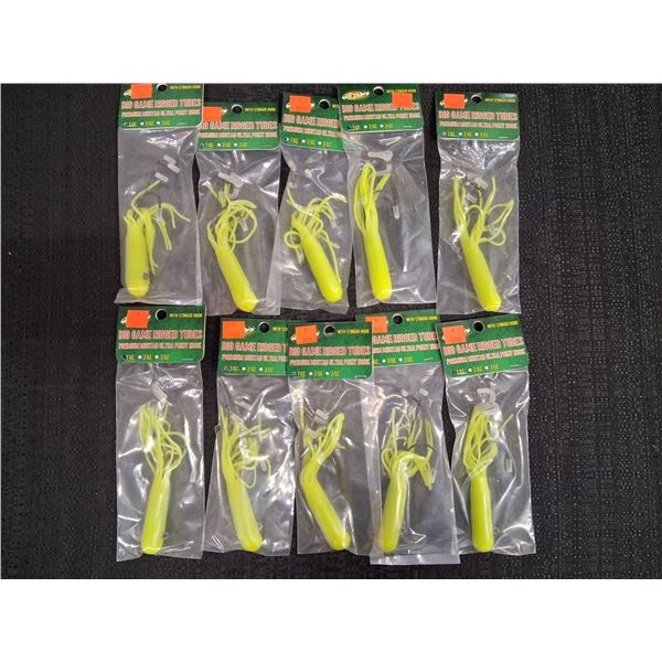 WHIZKERS 1OZ. BIG GAME RIGGED TUBES WITH STINGER HOOK - 3 COLORS - 10 ITEMS