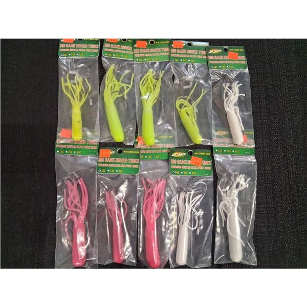 ASSORTED LOT OF 1 & 3 OZ MIX PRE RIGGED JIGS WITH STINGERHOOK - MIX COLORS - 10 ITEMS