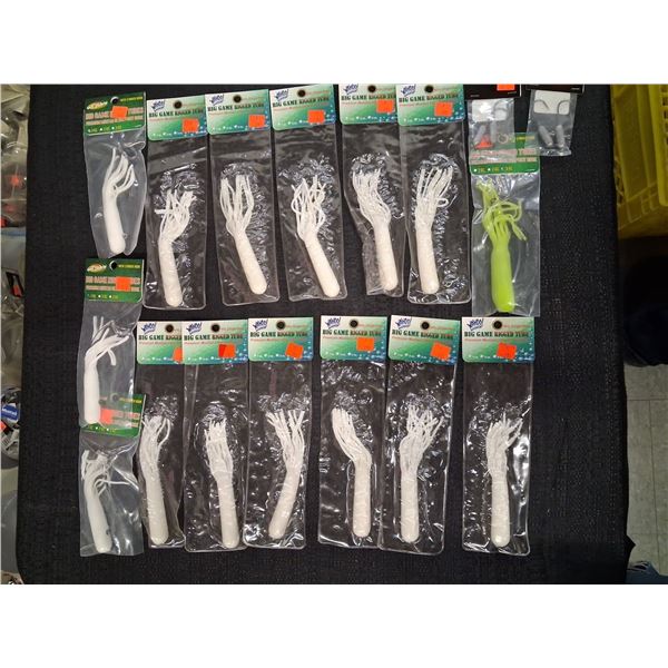 ASSORTED LOT OF 3OZ PRE RIGGED JIGS, TUBES MIXED LOT - 17 ITEMS