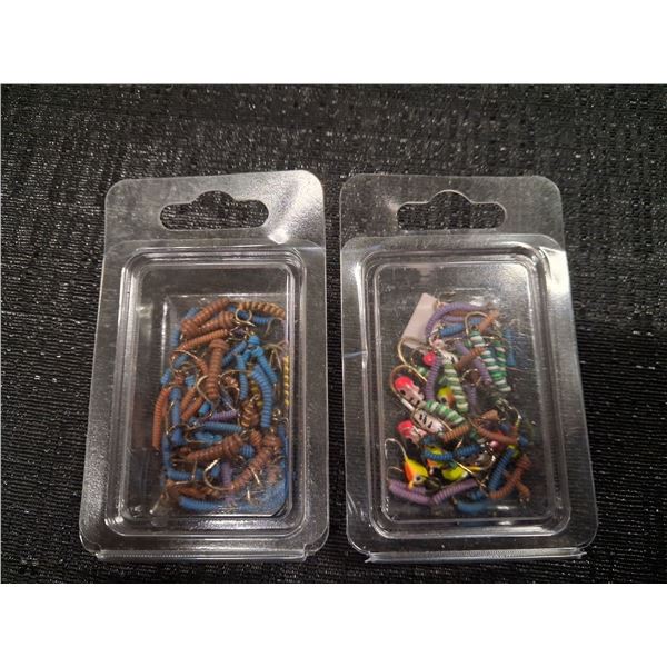 2 - 50 PACKS OF ASSORTED WIRE WORMS / ICE JIGS