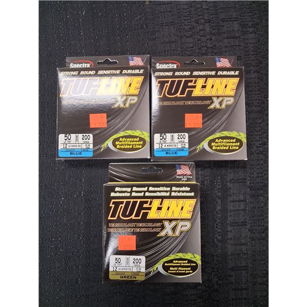 TUF-LINE XP FISHING LINE, 50LB, 200YD, GREEN, BLUE - 3PC