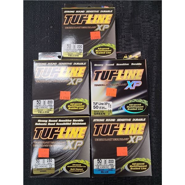 TUF-LINE XP FISHING LINE, 50LB YELLOW, GREEN, BLUE, 200 YDS - 5PC