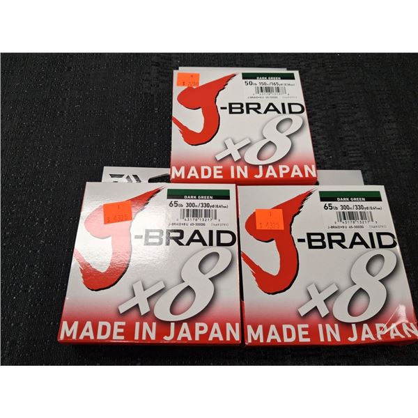 J-BRAID FISHING LINE 65LB, 50LB, DARK GREEN - 2PC