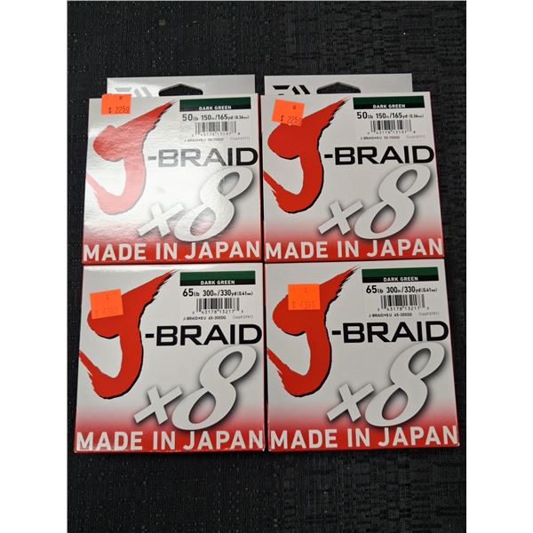 J-BRAID FISHING LINE 2X50LB, 2X60LB, DARK GREEN - 4PC