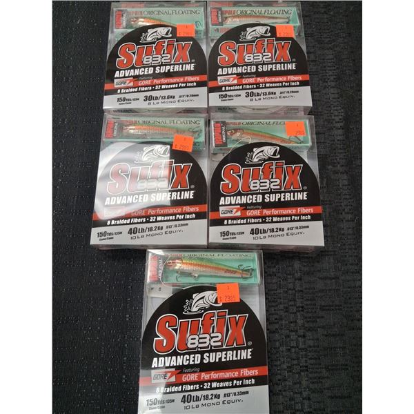 RAPALA/SUFIX 832 FISHING LINE 150YDS, 40LB, 30LB, WHITE CAMO - 5PC