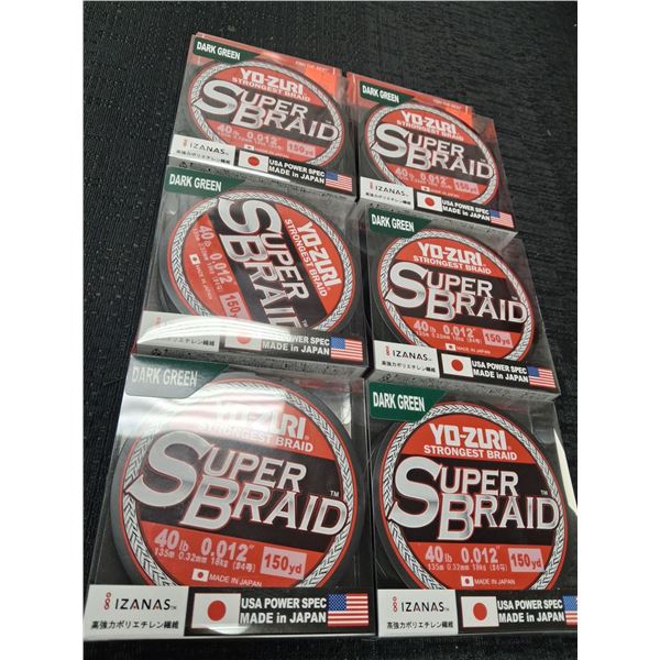 YO ZURI SUPER BRAID LINE, DARK GREEN, 40LB, 150 YDS 6PC