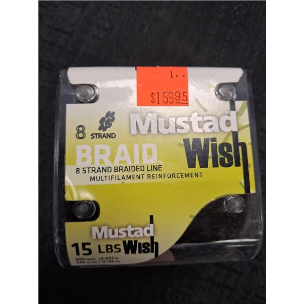 MUSTAD WISH BRAID - 8 STRAND, 15LB, 12 LOTS OF 1PC