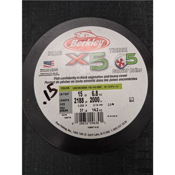 BERKLEY X5 BRAID LINE 15LB, 2188YD GREEN 1PC