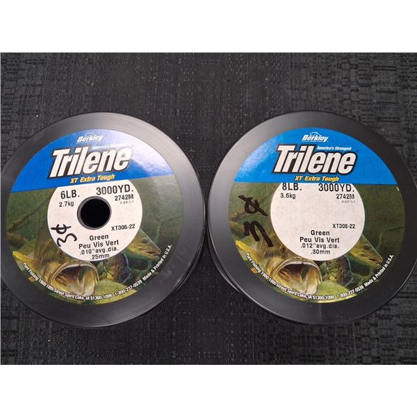 TRILENE XT FISHING LINE 6LB, 8LB, 3000 YDS, GREEN - 2PC