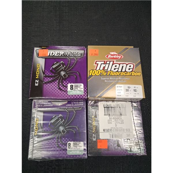 SPIDERWIRE EZ 8LB, 10LB, 1 - TRILENE FLUROCARBON LOW VIS GREEN, 200 YD - 9PC