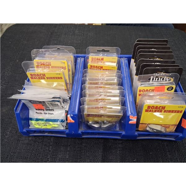 LOT OF ROACH SINKERS, WALKER SINKERS, LINDY RIGS W BLUE TRAY