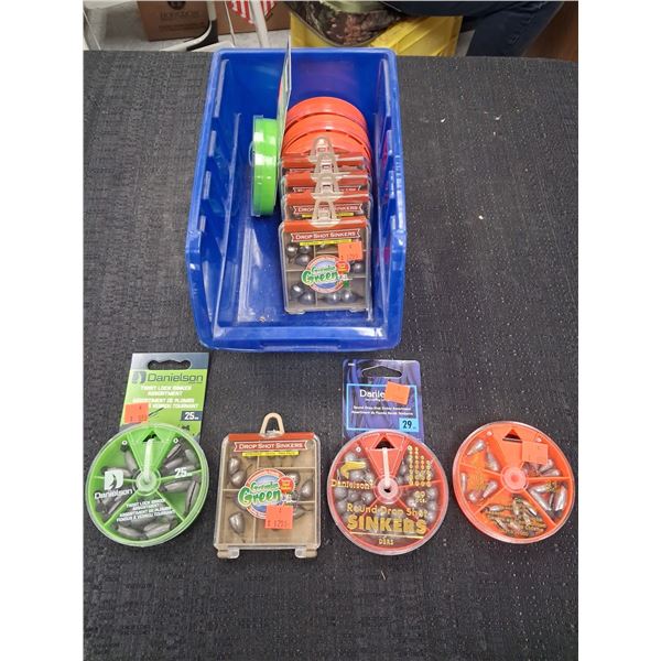 LOT OF TWIST SINKERS, DROP SINKERS, DIAL PACKS COMES W BLUE TRAY