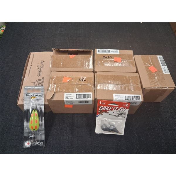 BASS CAST WEIGHTS 1/2 OZ, 1OZ, 3/4OZ + 5 LEN THOMPSON HOOKS - 6 BOXES