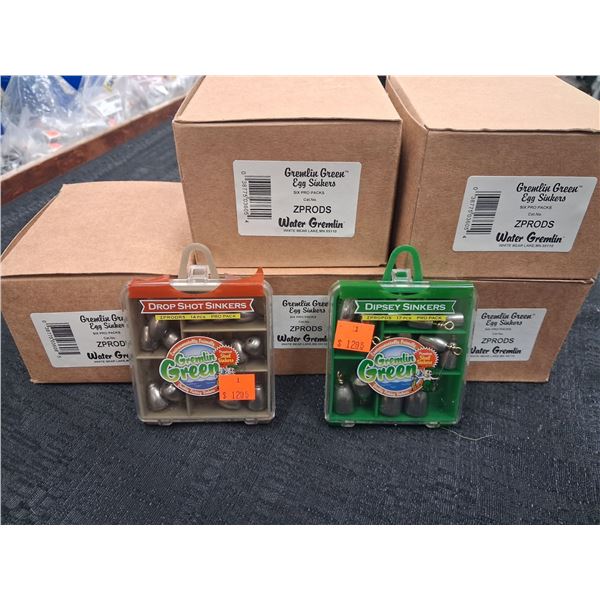 MIX GREMLIN GREEN 6-DROP SHOT SINKERS & 24 DIPSEY SINKERS - 30PC