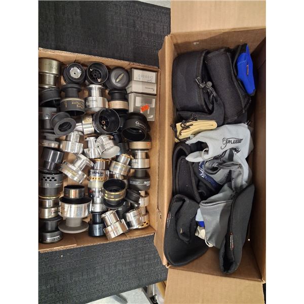 MIXED LOT OF SPINNING SPOOLS - VARIETY & BOX OF MIX COSERS - 2 BOXES