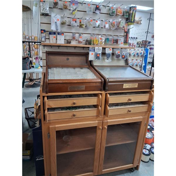 FLY CABINET, TOP DISPLAY COMPLETE WITH EXTENSIVE SUPPLY OF FLIES ESTIMATED TO BE OVER 10000 FLIES