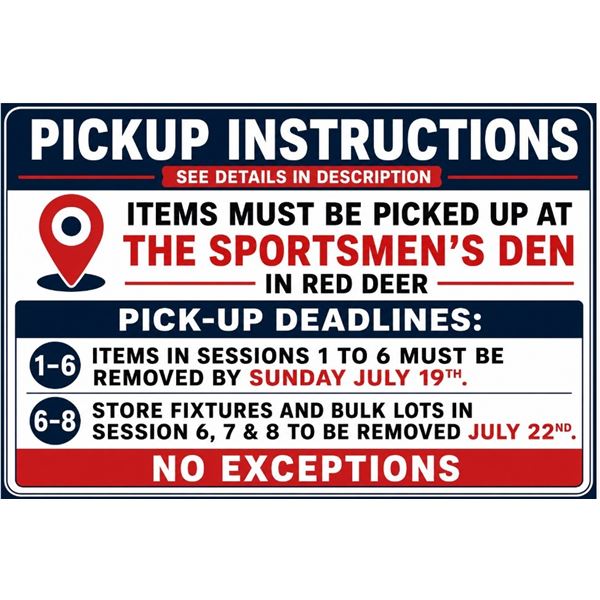 PICKUP INSTRUCTIONS SEE DETAILS IN DESCRIPTION