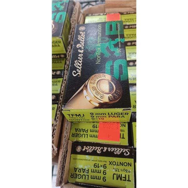 SELLIER+BELLOT 9MM LUGER 115GR, TFMJ X10 BOXES OF 50 - PAL REQ. NO SHIPPING