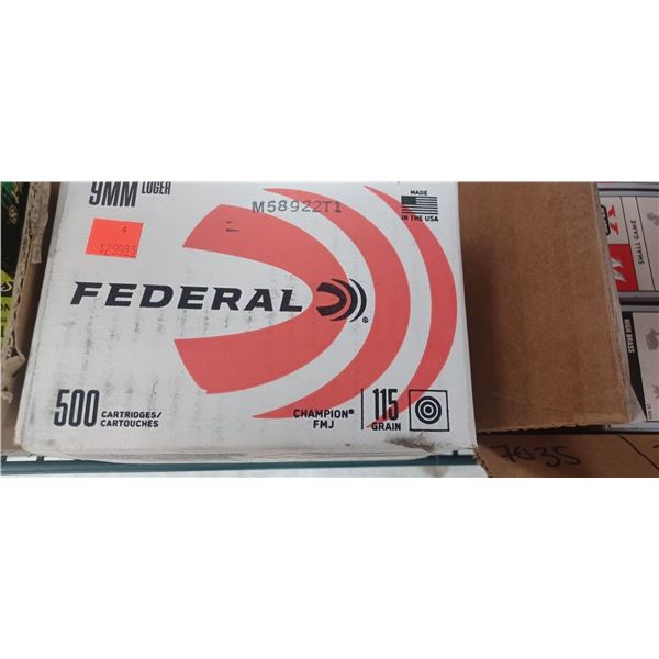 FEDERAL 9MM LUGER 115GR FMJ CASE OF 500 - PAL REQ. NO SHIPPING