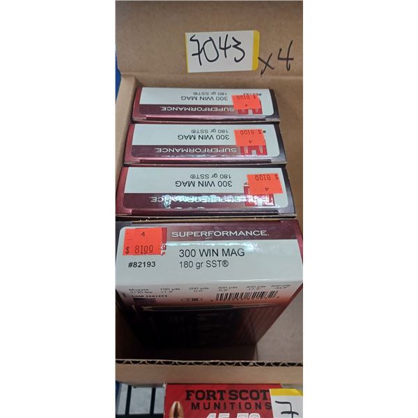 4 BOXES OF HORNADY SUPER PERFORMANCE 300 WIN MAG 180GR SST - PAL REQ. NO SHIPPING