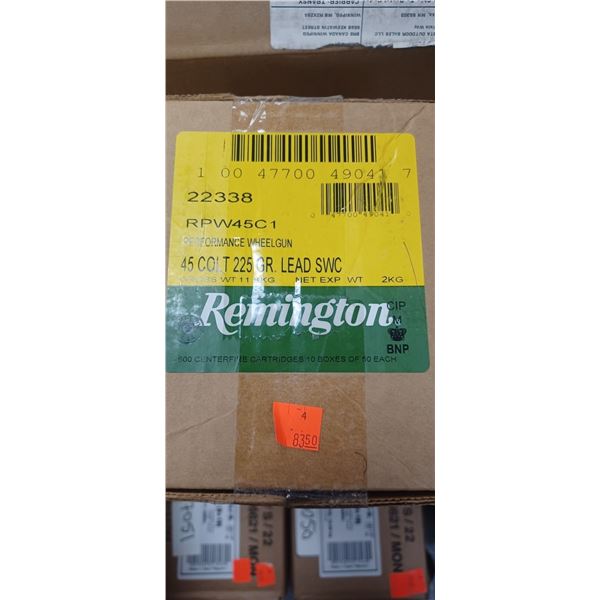 CASE OF REMINGTON 45 COLT 225GR LEAD SWC 500 ROUND CASE - PAL REQ. NO SHIPPING