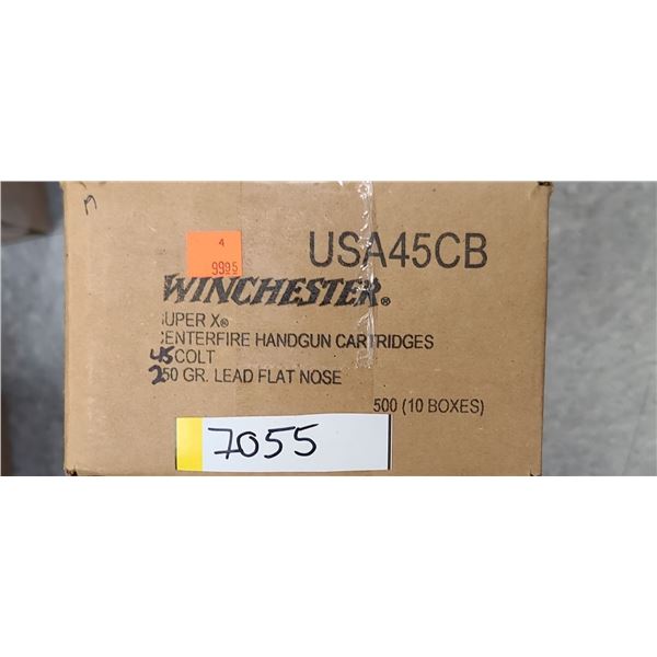 CASE OF WINCHESTER SUPER X 45 COLT 250 GR LEAD FLAT NOSE 500 RND CASE - PAL REQ. NO SHIPPING
