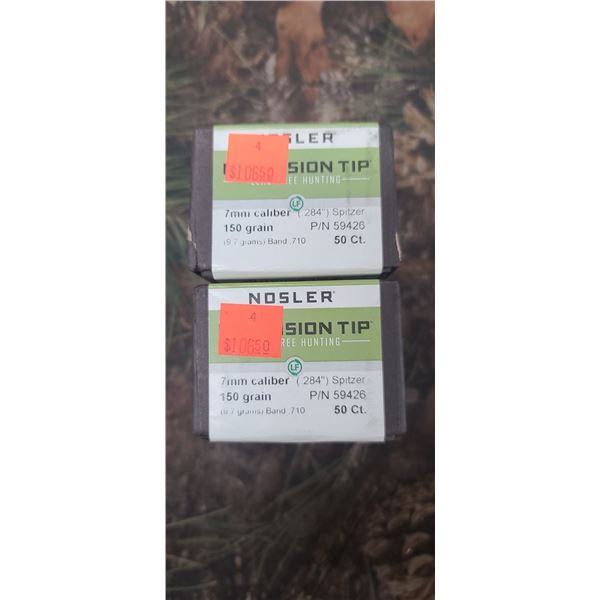 2 BOXES OF NOSLER 7MM (284) SPITZER 150GR. EXPANSION TIP. 50/BOX