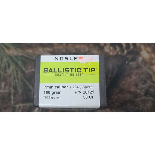 BOX OF NOSLER 7MM (284) SPITZER 160GR BALLISTIC TIP. 50/BOX
