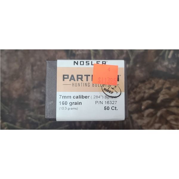 BOX OF NOSLER PARTITION 7MM 160GR. (284) SPITZER. 50/BOX
