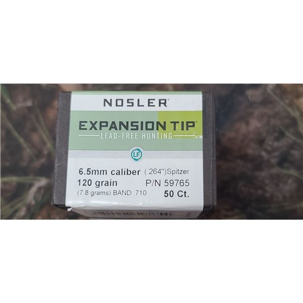 NOSLER 6.5MM 120GR, 264 SPITZER EXPANSION TIP 50 PER BOX