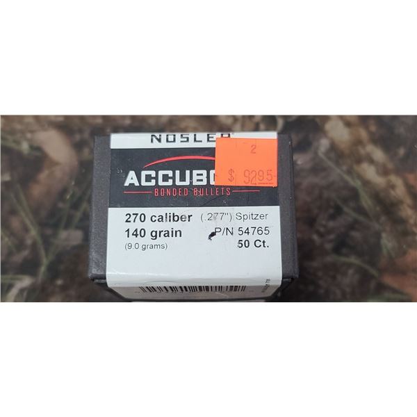 NOSLER .270CAL, 160GR. .277" SPITZER ACCUBOND 50 CNT