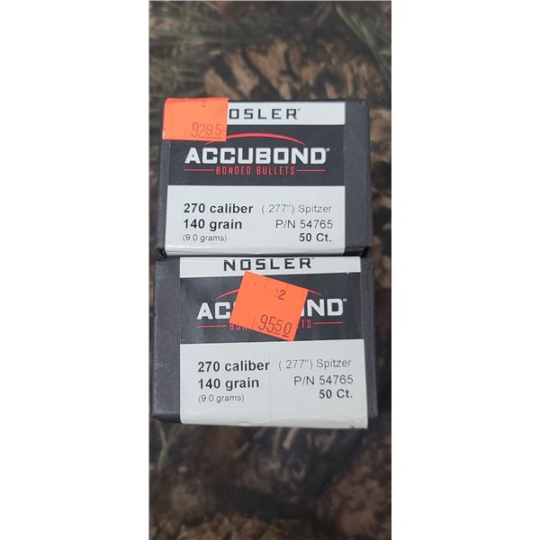 NOSLER .270CAL, 140GR. .277" SPITZER ACCUBOND 50 CNT