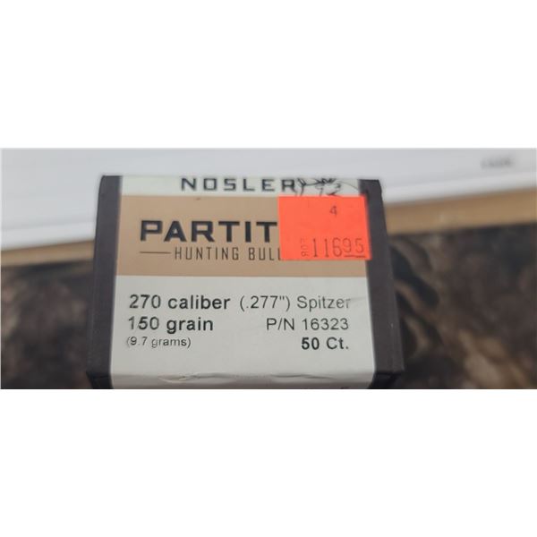 BOX OF NOSLER PARTITION 270 CAL, 150GR 50 COUNT