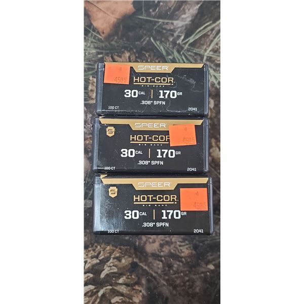3 BOXES OF SPEER HOT-COR 30CAL 170GR .308 SPFN 100/BOX