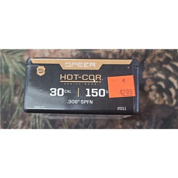 BOX OF 30CAL 150GR .308 SPFN HOT-COR 100 COUNT