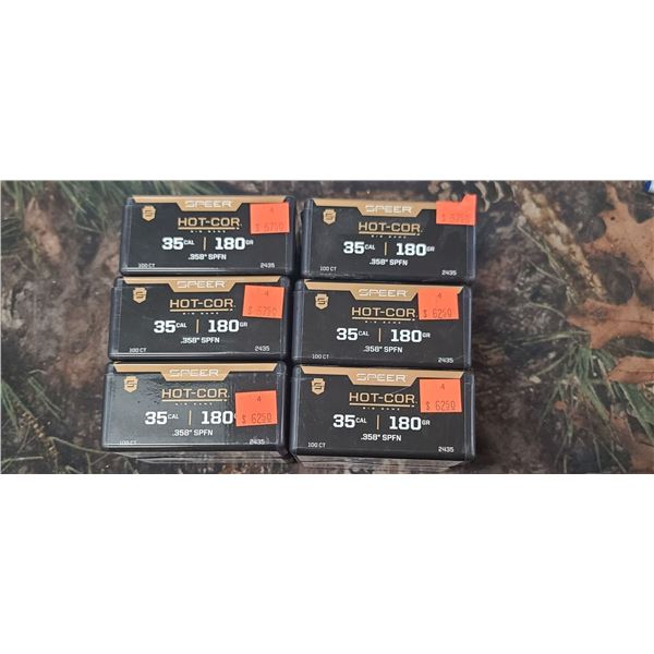 6 BOXES OF SPEER 35CAL 180GR .358 SPFN 100/BOX