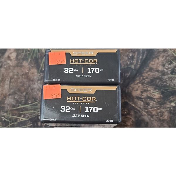 2 BOXES OF SPEER .32CAL 170GR .321 SPFN HOT-COR