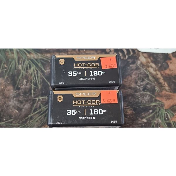 2 BOXES OF SPEER 35CAL 180GR .358 SPFN HOT-COR 100/BOX