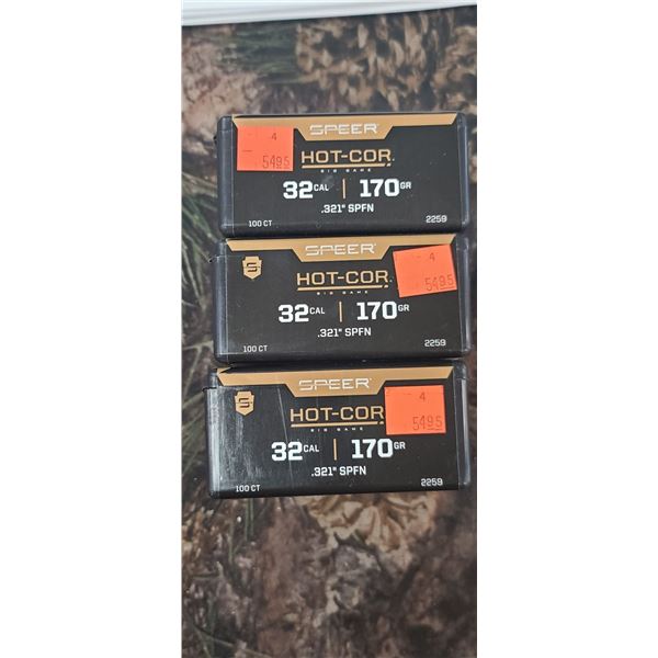 3 BOXES OF SPEER .32 170GR .321" SPFN HOT-COR 100/BOX