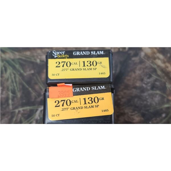 2 BOXES OF .270 CAL 130GRR .277" GRAND SLAM SP 50/BOX