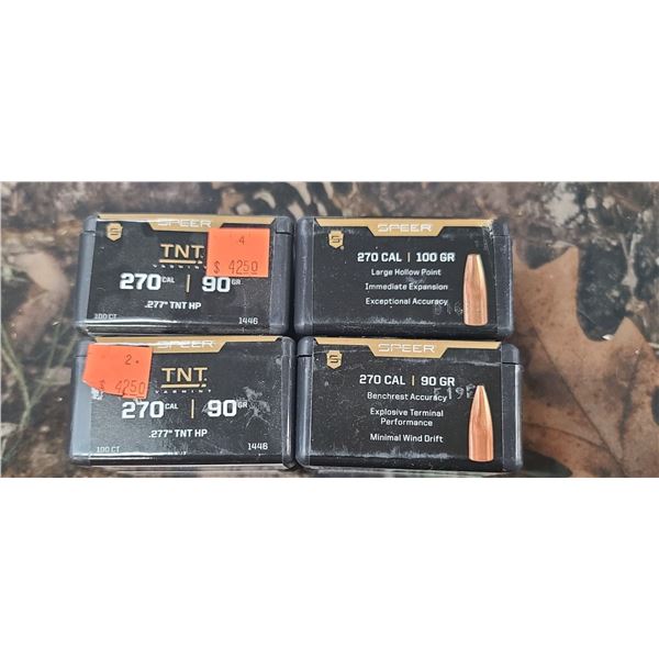 4 BOXES OF SPEER VARMINT .270CAL 100GR HP 100/BOX