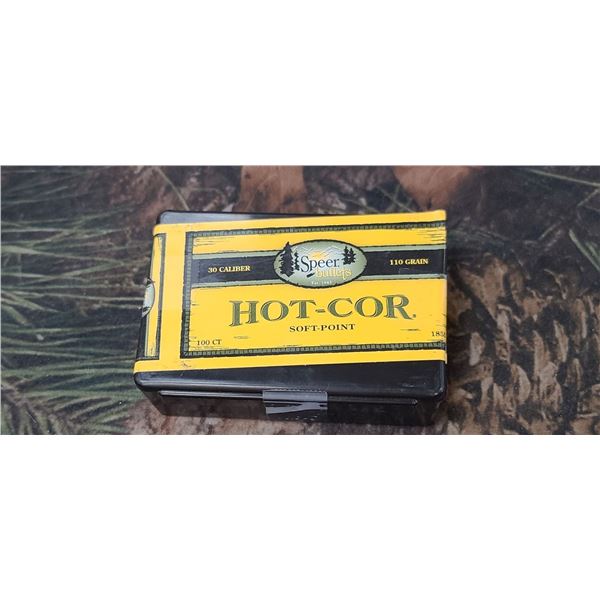 BOX OF SPEER HOT-COR 30 CAL, 308, 110GR SP 100 COUNT