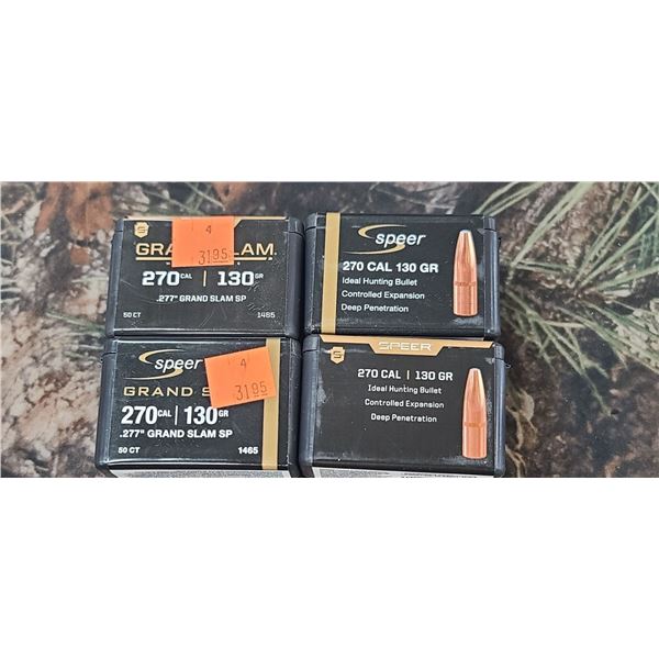 4 BOXES OF .270 CAL 130GR .277 GRAND SLAM SP-SPEER 50/BOX