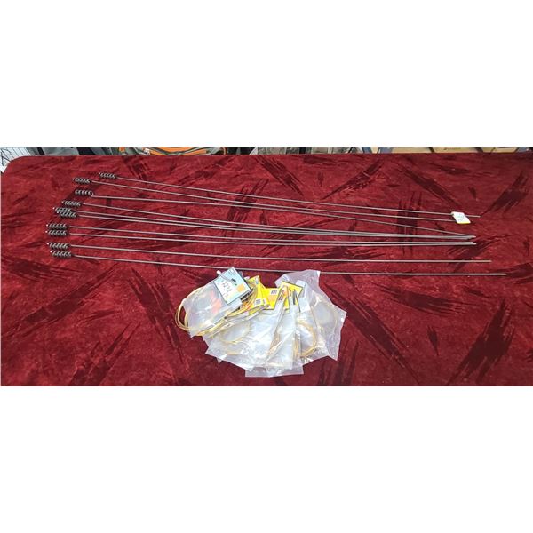 16 - 20FT BRASS SSHADE WIRES AND 10 SNARE TIE DOWN RODS